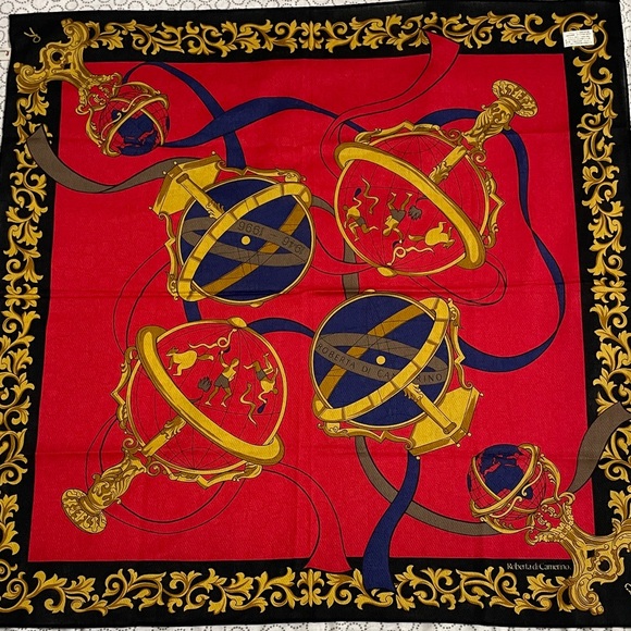 Roberta di Camerino Red and Gold Designer Mini Scarf/Neckerchief - Picture 1 of 7